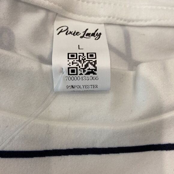 PixieLady NWT White & Black 'Love' Stripes Long-Sleeve Crewneck Tunic Sz L - Picture 3 of 6